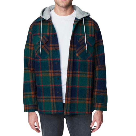 Blank NYC Mens Plaid Heavy Shacket Shirt With Removable Hood Jacket Size M - Picture 9 of 12